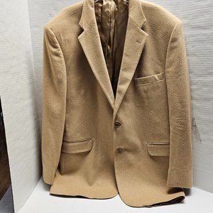 Mens Jacket Blazer Honey Brown100%  Camel Hair Satin Lined 2 Button Closure 46 R